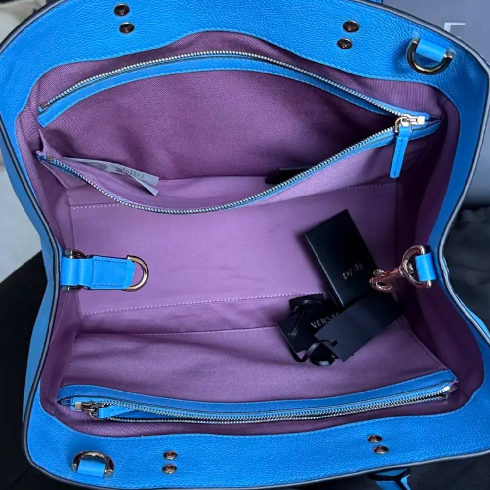 Versace La Medusa Large Chain Tote Bag Blue Women's Handbag crossbody purse - Picture 12 of 16